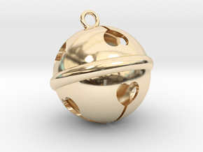 Kawaii Jingle Bell 2cm Golden Christmas Cat in 14k Gold Plated Brass