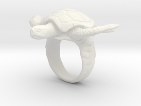 Turtle Ring in White Natural Versatile Plastic: 10 / 61.5