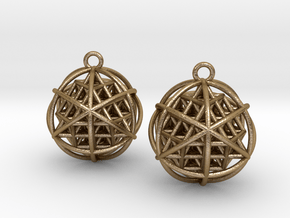 64 Tetrahedron Grid Earrings in Polished Gold Steel