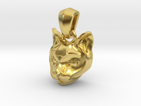 Cat Pendant in Polished Brass (Interlocking Parts)