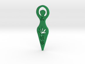 Cannabis Goddess Primitive pendant in Green Processed Versatile Plastic