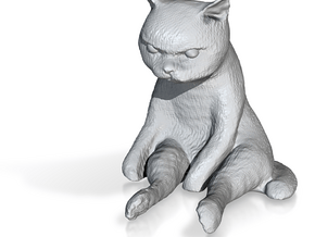 1/12 Grumpy Cute Cat Sitting in Tan Fine Detail Plastic