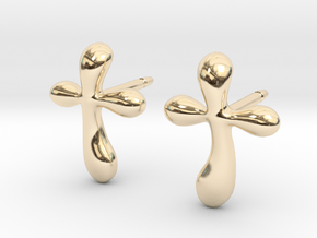 Raindrop Cross Earrings - Christian Jewelry in 14K Yellow Gold