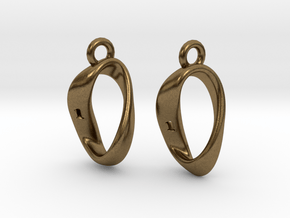 Mobius 1 Sided Die Earrings in Natural Bronze