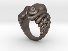 Octopus Ring in Polished Bronzed-Silver Steel: 7 / 54