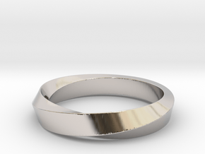  iRiffle Mobius Narrow Ring  I (Size 6.5) in Rhodium Plated Brass