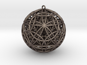IcosaDodeca w/ Nest 14 Stel Dodecahedron Pendant in Polished Bronzed-Silver Steel