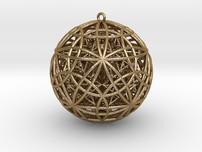 IcosaDodeca w/ Nest 14 Stel Dodecahedron Pendant in Polished Gold Steel