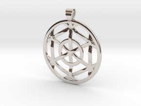 Hexaspell [pendant] in Rhodium Plated Brass