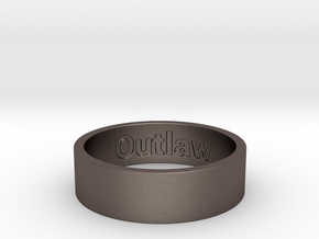 Outlaw Mens Ring Size 13 (Engraved Inside) in Polished Bronzed Silver Steel