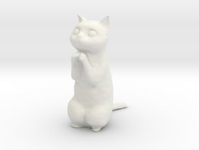1/24 Praying/Begging Cat Standing in White Natural Versatile Plastic