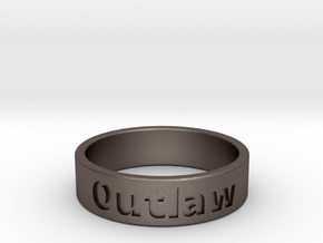Outlaw Mens Ring 19.8mm Size10 in Polished Bronzed Silver Steel