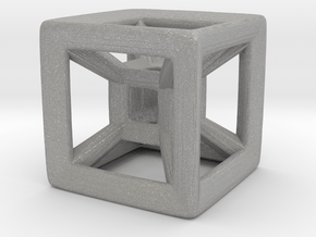 Wireframe Tesseract Hypercube (Die-sized) 15mm in Aluminum