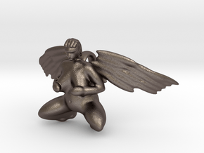 The winged neolithic goddess in Polished Bronzed-Silver Steel