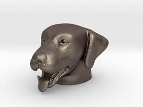 Dog - Panting in Polished Bronzed Silver Steel