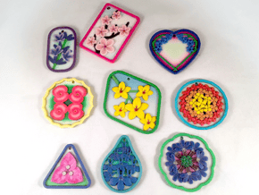 Flower Pendants Batch 02 in Natural Full Color Sandstone