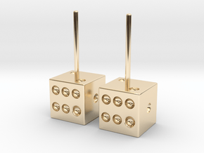 Dice Earrings Hollow in 14K Yellow Gold