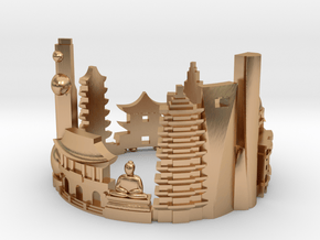 Shanghai Skyline - Cityscape Ring in Polished Bronze: 5 / 49