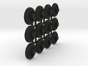 Wooden Railway Wheel - Full Size - 12 Pack in Black Premium Versatile Plastic
