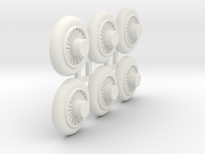 Wooden Railway Wheel - Full Size - 6 Pack in White Premium Versatile Plastic