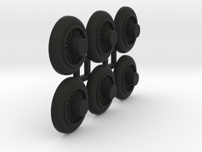 Wooden Railway Wheel - Full Size - 6 Pack in Black Premium Versatile Plastic