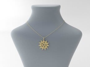 Pediastrum Algae pendant - Science Jewelry in 14k Gold Plated Brass