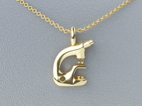 Microscope Pendant - Science Jewelry in 14k Gold Plated Brass
