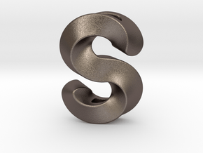 S Pendant_1 in Polished Bronzed-Silver Steel