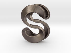 S Pendant_2 in Polished Bronzed-Silver Steel