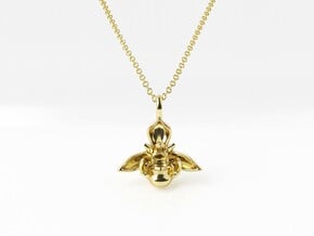 Bee Orchid Pendant - Nature Jewelry in 14k Gold Plated Brass