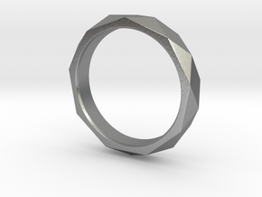 Nonagon Faceted Ring in Natural Silver: 8 / 56.75