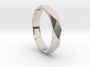 Nonagon Faceted Ring in Rhodium Plated Brass: 9 / 59