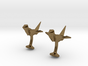 Origami Crane Cufflinks in Natural Bronze