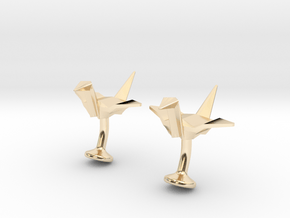 Origami Crane Cufflinks in 14K Yellow Gold
