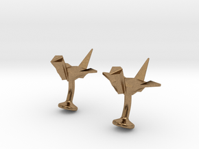 Origami Crane Cufflinks in Natural Brass