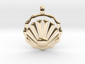  SHELL Symbol Minimal Jewelry Pendant in 14K Yellow Gold