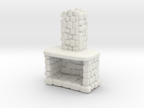 Stone Fireplace 1/48 in White Natural Versatile Plastic