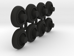 Wooden Railway Wheel - 75% Size - 8 Pack in Black Premium Versatile Plastic