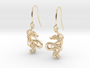 Mountain dragon earring in 14K Yellow Gold
