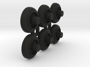 Wooden Railway Wheel - 75% Size - 6 Pack in Black Premium Versatile Plastic