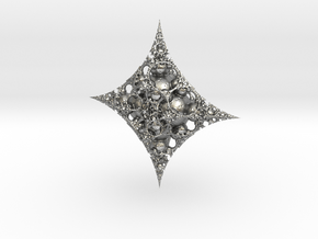 Mandelbulb fractal ornament in Natural Silver