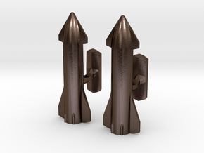 Starship Cufflinks in Polished Bronze Steel