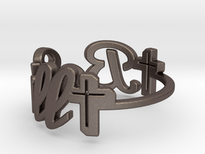  faith word be still ring -various sizes in Polished Bronzed-Silver Steel: 5 / 49