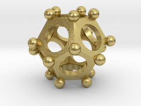 Roman Dodecahedron Knitting Loom Pendant in Natural Brass