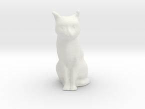 1/18 Sitting Cat in White Natural Versatile Plastic