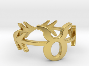 Astrology Horoscope Minimalist Taurus Zodiac Ring  in Polished Brass: 5 / 49