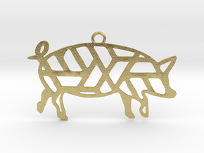 Year Of The Pig Charm in Natural Brass