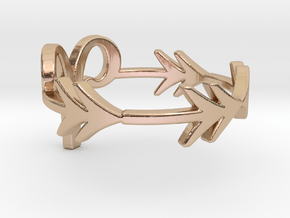 Horoscope arrow Minimalist Aries Zodiac Ring  in 14k Rose Gold Plated Brass: 7 / 54