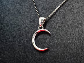 Crescent Moon Pendant in Polished Silver (Interlocking Parts)