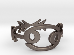 tribal arrow geometric cancer zodiac ring in Polished Bronzed-Silver Steel: 5 / 49